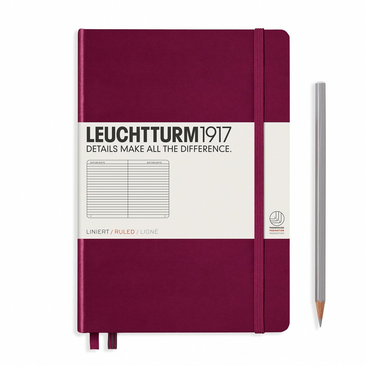 Leuchtturm1917 Not Defteri Orta Boy (A5), Sert Kapak, 249 Numaralandırılmış Sayfa, Liman Kırmızısı - Çizgili