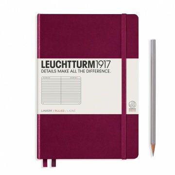 Leuchtturm1917 Not Defteri Orta Boy (A5), Sert Kapak, 249 Numaralandırılmış Sayfa, Liman Kırmızısı - Çizgili