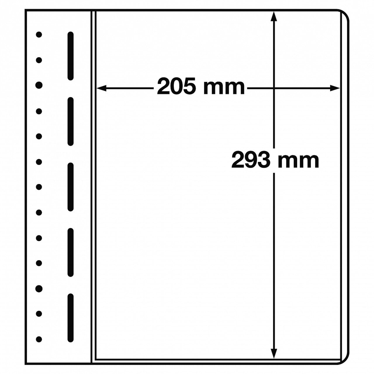 Leuchtturm LB Koleksiyon Sayfası, 13 Halkalı Klasörler için, LB 1 MAX - Düz Zemin (293 x 205 mm)