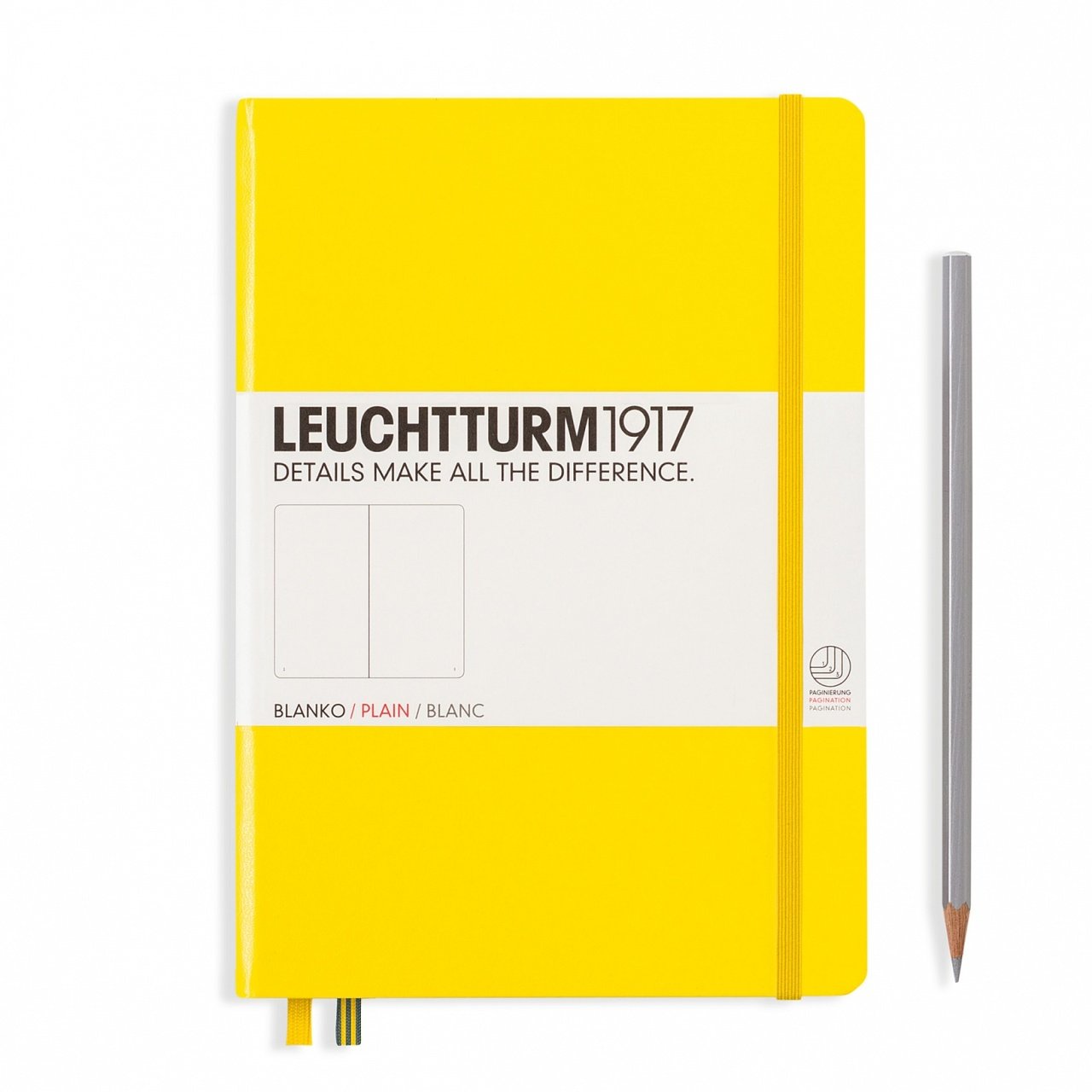 Leuchtturm1917 Not Defteri Orta Boy (A5), Sert Kapak, 249 Numaralandırılmış Sayfa, Limon Sarı - Düz