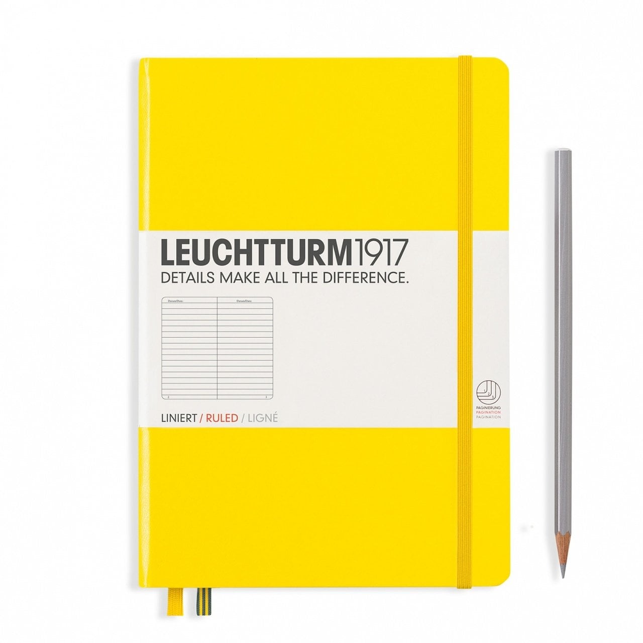 Leuchtturm1917 Not Defteri Orta Boy (A5), Sert Kapak, 249 Numaralandırılmış Sayfa, Limon Sarı - Çizgili