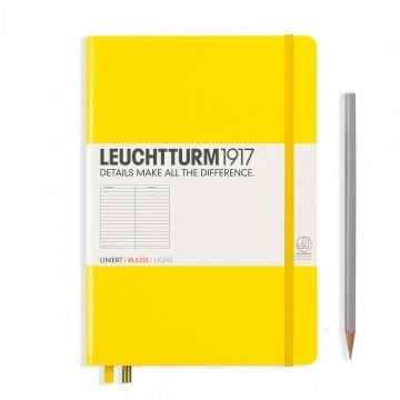 Leuchtturm1917 Not Defteri Orta Boy (A5), Sert Kapak, 249 Numaralandırılmış Sayfa, Limon Sarı - Çizgili
