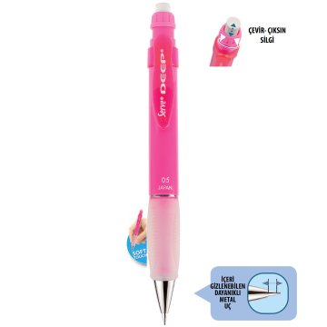 SERVE Deep NEON Mekanik Kurşun Kalem 0.5 mm (Uçlu Kalem), Neon Pembe