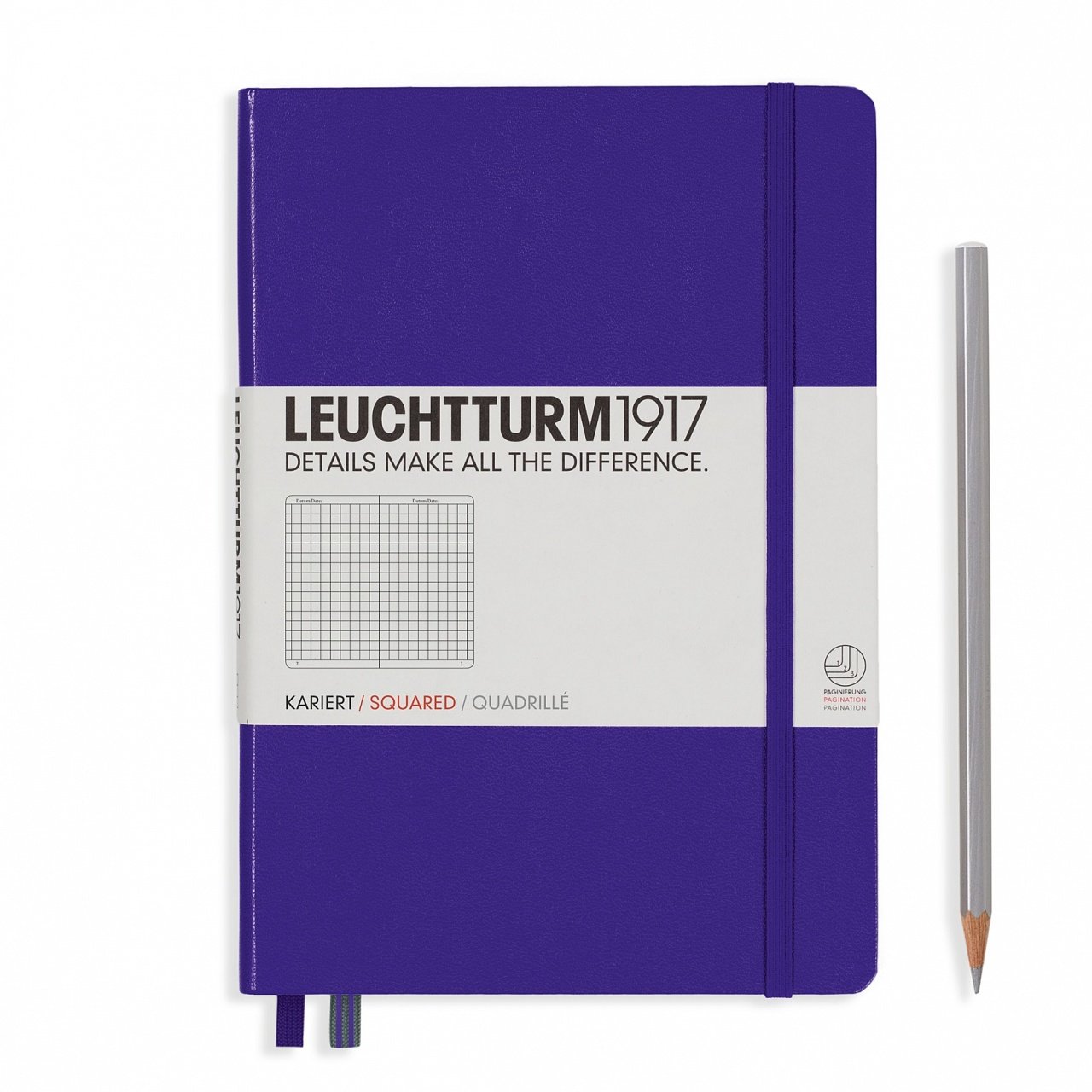 Leuchtturm1917 Not Defteri Orta Boy (A5), Sert Kapak, 249 Numaralandırılmış Sayfa, Menekşe - Kareli