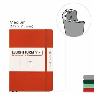 Leuchtturm1917 Doğal Renkler Serisi Not Defteri, Orta Boy (A5), Yumuşak Kapak, 123 Numaralandırılmış Sayfa,