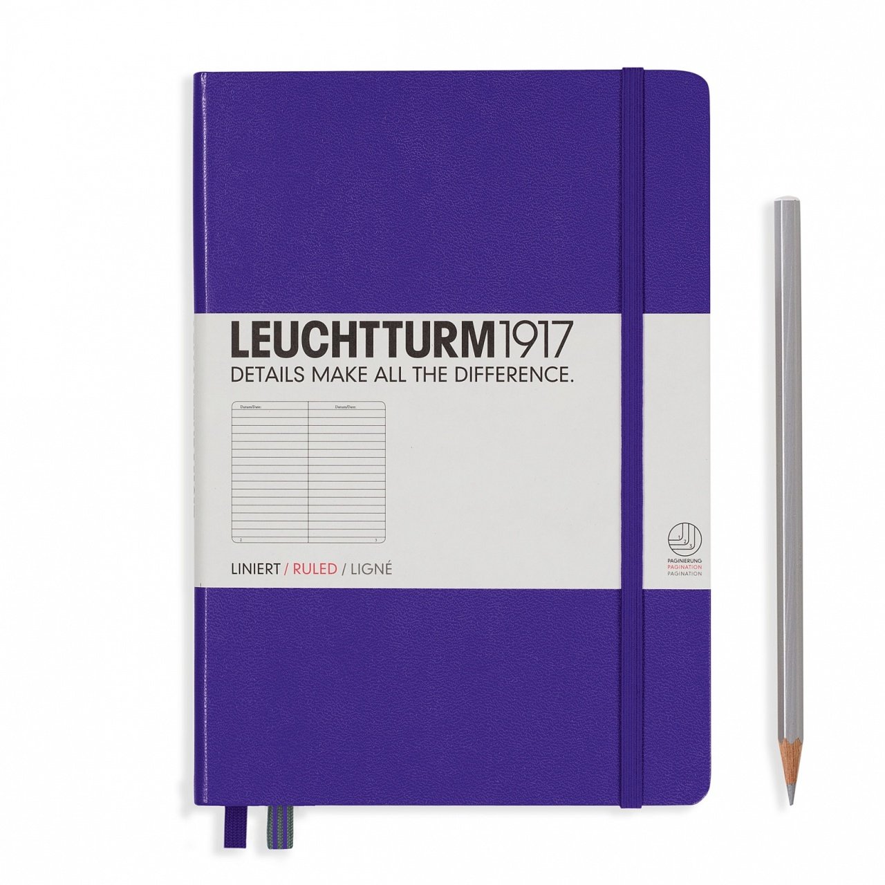 Leuchtturm1917 Not Defteri Orta Boy (A5), Sert Kapak, 249 Numaralandırılmış Sayfa, Menekşe - Çizgili