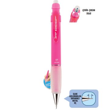 SERVE Deep NEON Mekanik Kurşun Kalem 0.7 mm (Uçlu Kalem), Neon Pembe