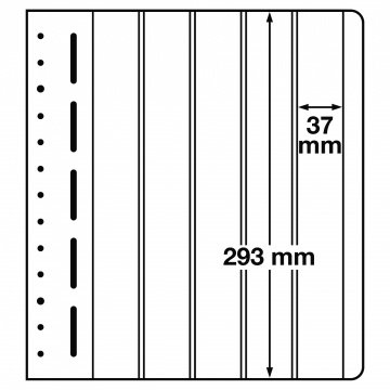 Leuchtturm LB Koleksiyon Sayfası, 13 Halkalı Klasörler için, LB 5 Dikey - Beş Cepli (37 x 295 mm)