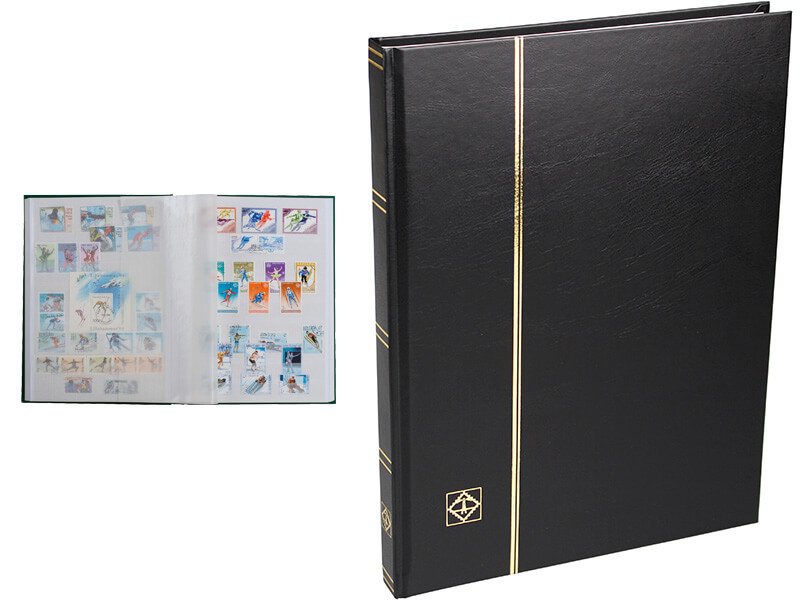 Leuchtturm Pul Defteri BASIC Beyaz Zemin, Sert Kapak, 16 Yaprak 32 Sayfa - Siyah - A4+