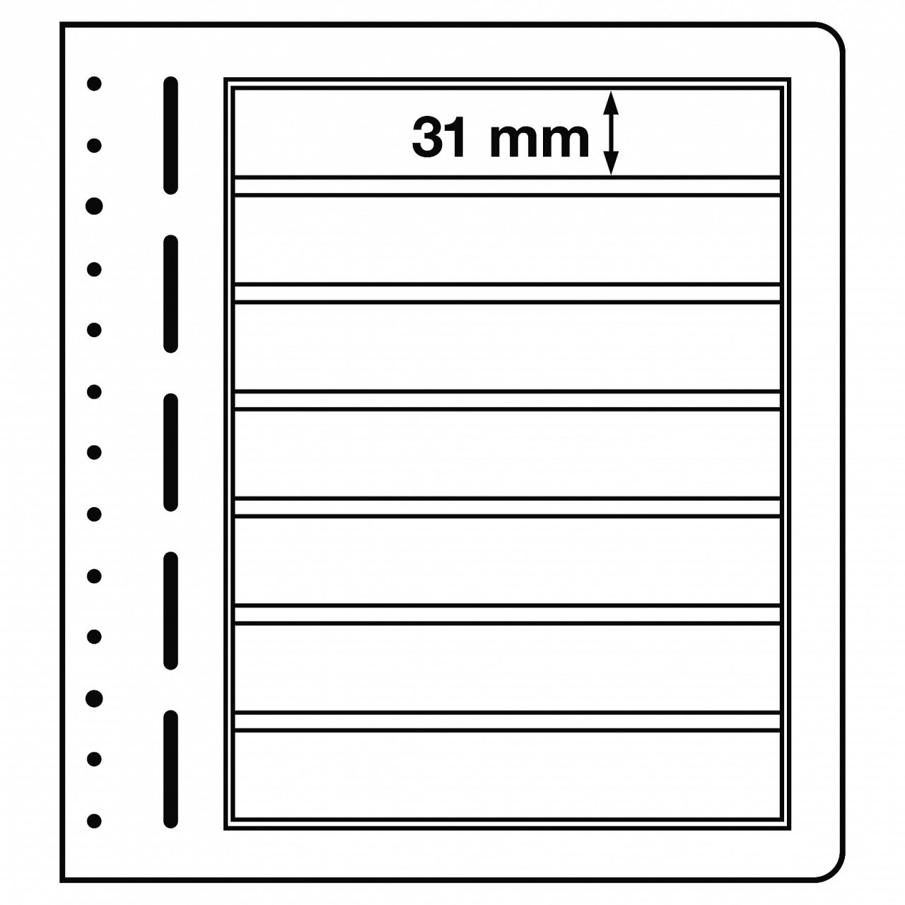 Leuchtturm LB Koleksiyon Sayfası, 13 Halkalı Klasörler için, LB 7 - Yedi Cepli (190 x 31 mm)