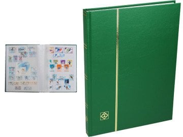 Leuchtturm Pul Defteri BASIC Beyaz Zemin, Sert Kapak, 16 Yaprak 32 Sayfa - Yeşil - A4+