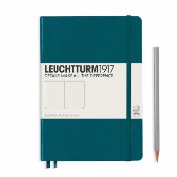 Leuchtturm1917 Not Defteri Orta Boy (A5), Sert Kapak, 249 Numaralandırılmış Sayfa, Pasifik Yeşili - Düz