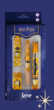 SERVE Deep Harry Potter 0.7 mm Versatil Kalem 4'lü Kırtasiye Seti - Hufflepuff Damalı