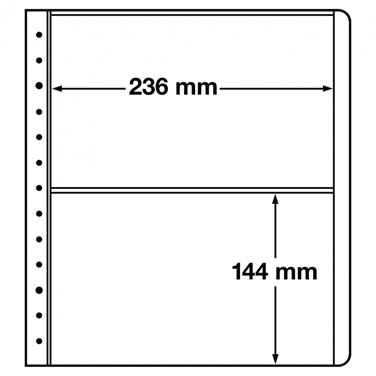 Leuchtturm LB Koleksiyon Sayfası, 13 Halkalı Klasörler için, LB SH 2 - İki Cepli (144 x 236 mm)