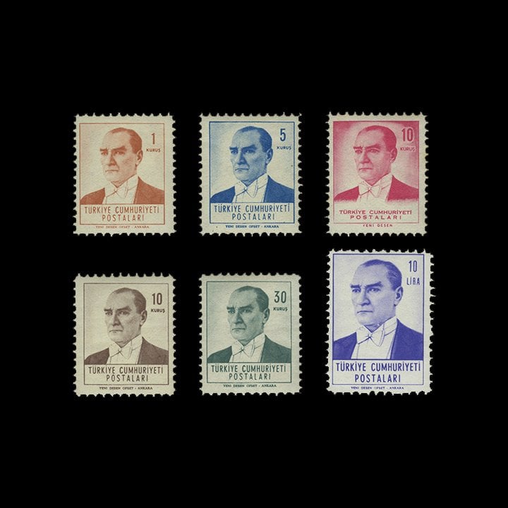 Atatürk Resimli Sürekli Posta Pulları (1961) - Türkiye Cumhuriyeti Pul Koleksiyonu