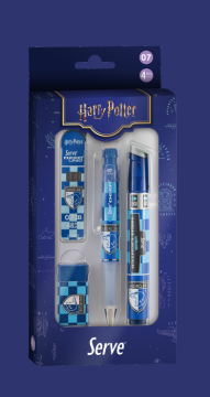 SERVE Deep Harry Potter 0.7 mm Versatil Kalem 4'lü Kırtasiye Seti - Ravenclaw Damalı