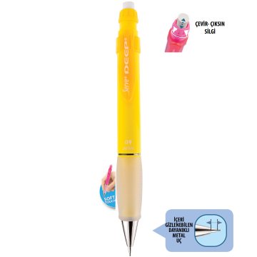 SERVE Deep NEON Mekanik Kurşun Kalem 0.9 mm (Uçlu Kalem), Neon Sarı