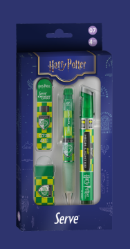 SERVE Deep Harry Potter 0.7 mm Versatil Kalem 4'lü Kırtasiye Seti - Slytherin Damalı