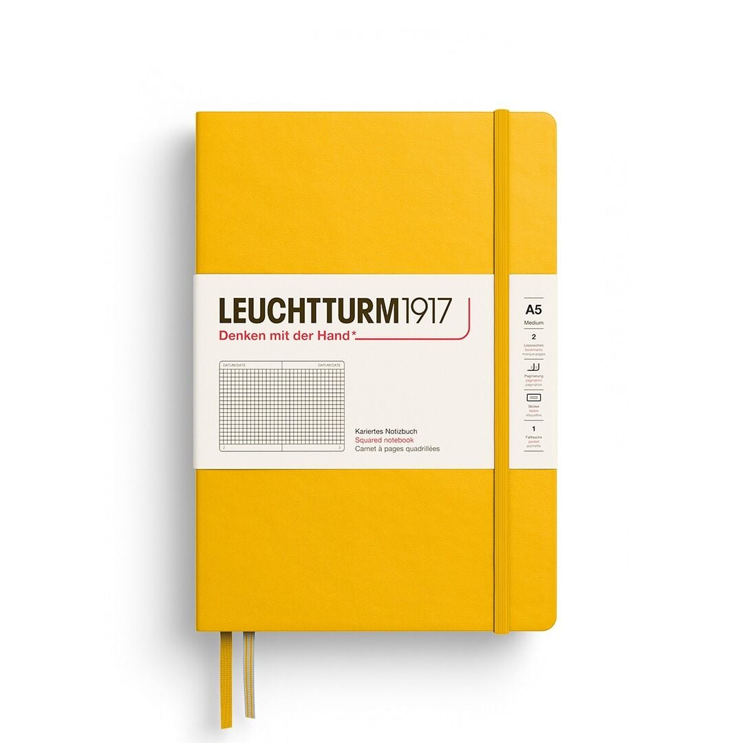 Leuchtturm1917 Not Defteri Orta Boy (A5), Sert Kapak, 251 Numaralandırılmış Sayfa, Ayçiçeği - Kareli