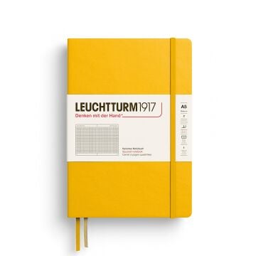 Leuchtturm1917 Not Defteri Orta Boy (A5), Sert Kapak, 251 Numaralandırılmış Sayfa, Ayçiçeği - Kareli