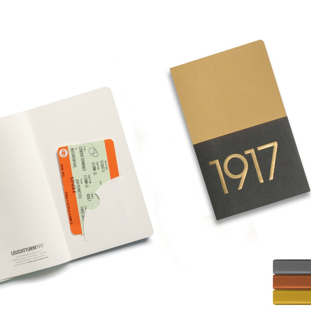 Leuchtturm1917 Jottbook Metalik Renkler Serisi Not Defteri, Cep Boy (A6), Esnek Kapak, 2'li Paket, 80 gr, 59 Numaralandırılmış Düz Sayfa,