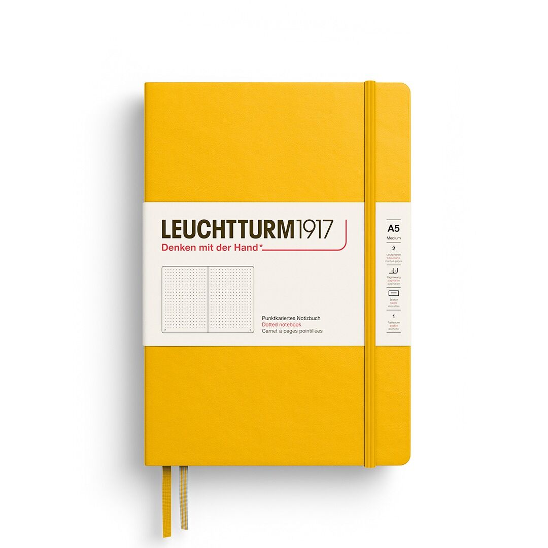 Leuchtturm1917 Not Defteri Orta Boy (A5), Sert Kapak, 251 Numaralandırılmış Sayfa, Ayçiçeği - Noktalı