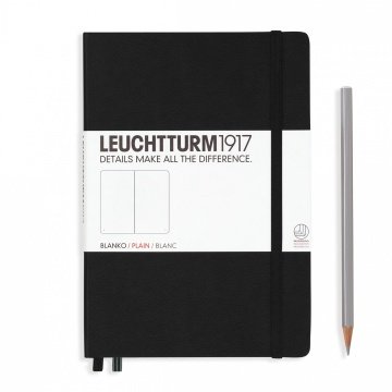 Leuchtturm1917 Not Defteri Orta Boy (A5), Sert Kapak, 249 Numaralandırılmış Sayfa, Siyah - Düz