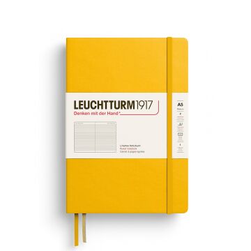 Leuchtturm1917 Not Defteri Orta Boy (A5), Sert Kapak, 251 Numaralandırılmış Sayfa, Ayçiçeği - Çizgili