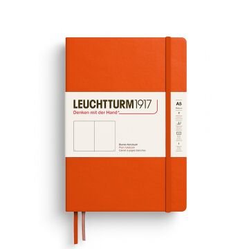 Leuchtturm1917 Not Defteri Orta Boy (A5), Sert Kapak, 251 Numaralandırılmış Sayfa, Balkabağı - Düz