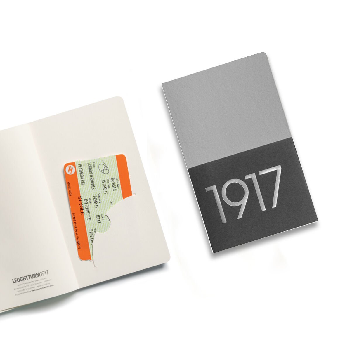 Leuchtturm1917 Jottbook Metalik Renkler Serisi Not Defteri, Cep Boy (A6), Esnek Kapak, 2'li Paket, 80 gr, 59 Numaralandırılmış Düz Sayfa, Gümüş