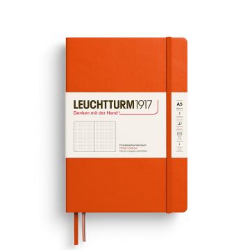 Leuchtturm1917 Not Defteri Orta Boy (A5), Sert Kapak, 251 Numaralandırılmış Sayfa, Balkabağı - Noktalı