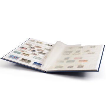 Leuchtturm Pul Defteri BASIC Beyaz Zemin, Sert Kapak, 8 Yaprak 16 Sayfa - Mavi - A4+