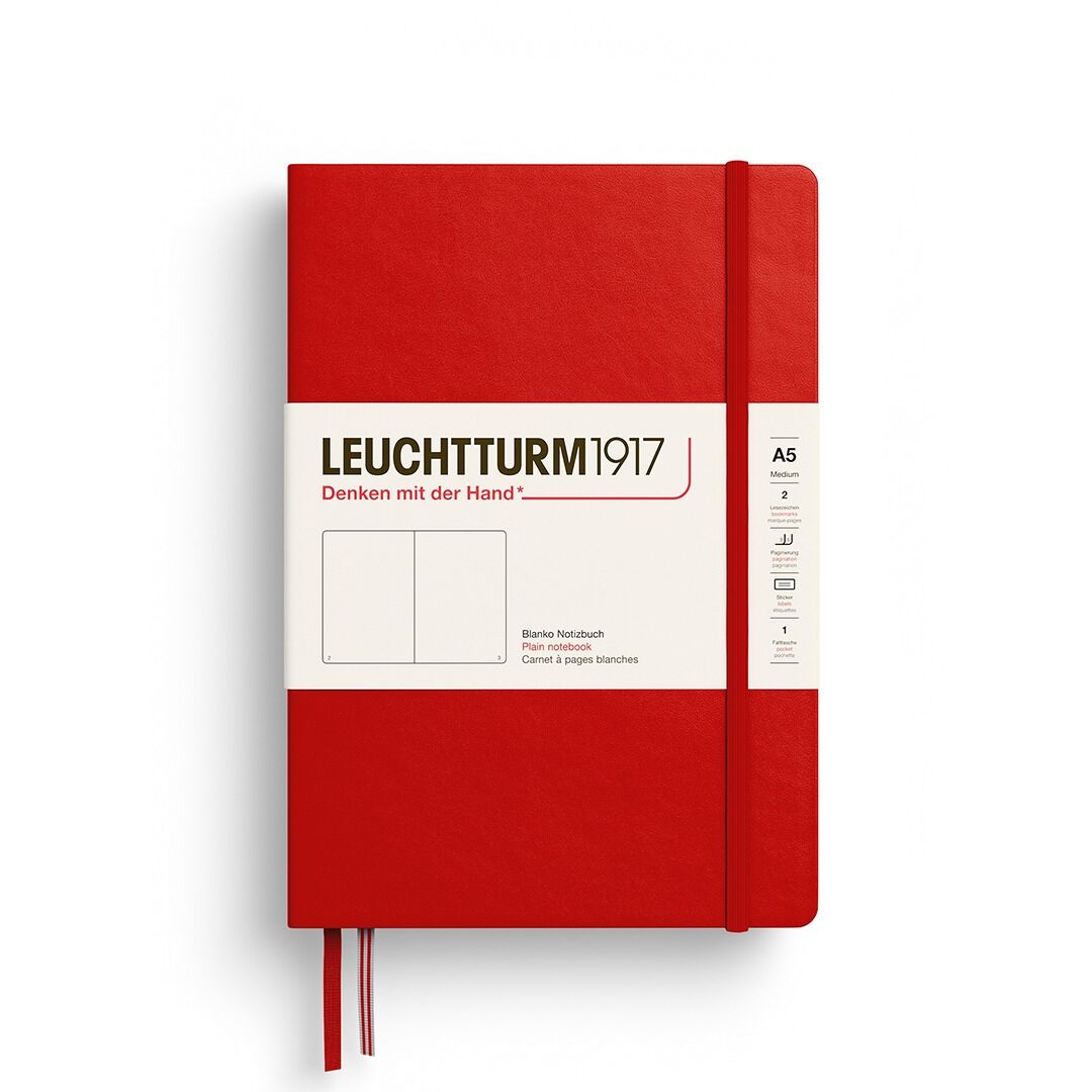 Leuchtturm1917 Not Defteri Orta Boy (A5), Sert Kapak, 251 Numaralandırılmış Sayfa, Kiraz - Düz