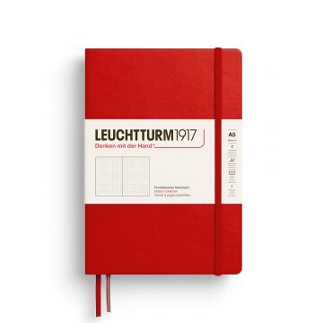 Leuchtturm1917 Not Defteri Orta Boy (A5), Sert Kapak, 251 Numaralandırılmış Sayfa, Kiraz - Noktalı