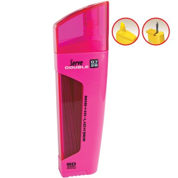 SERVE Double Mekanik Kurşun Kalem Ucu 0.7 mm + Fosforlu Kalem, Pembe