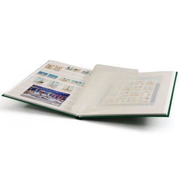 Leuchtturm Pul Defteri BASIC Beyaz Zemin, Sert Kapak, 8 Yaprak 16 Sayfa - Yeşil - A4+