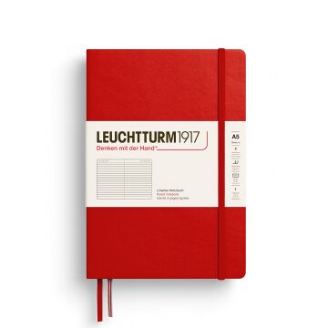 Leuchtturm1917 Not Defteri Orta Boy (A5), Sert Kapak, 251 Numaralandırılmış Sayfa, Kiraz - Çizgili