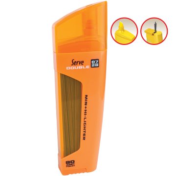 SERVE Double Mekanik Kurşun Kalem Ucu 0.7 mm + Fosforlu Kalem, Turuncu