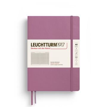 Leuchtturm1917 Not Defteri Orta Boy (A5), Sert Kapak, 251 Numaralandırılmış Sayfa, Tozlu Gül - Kareli