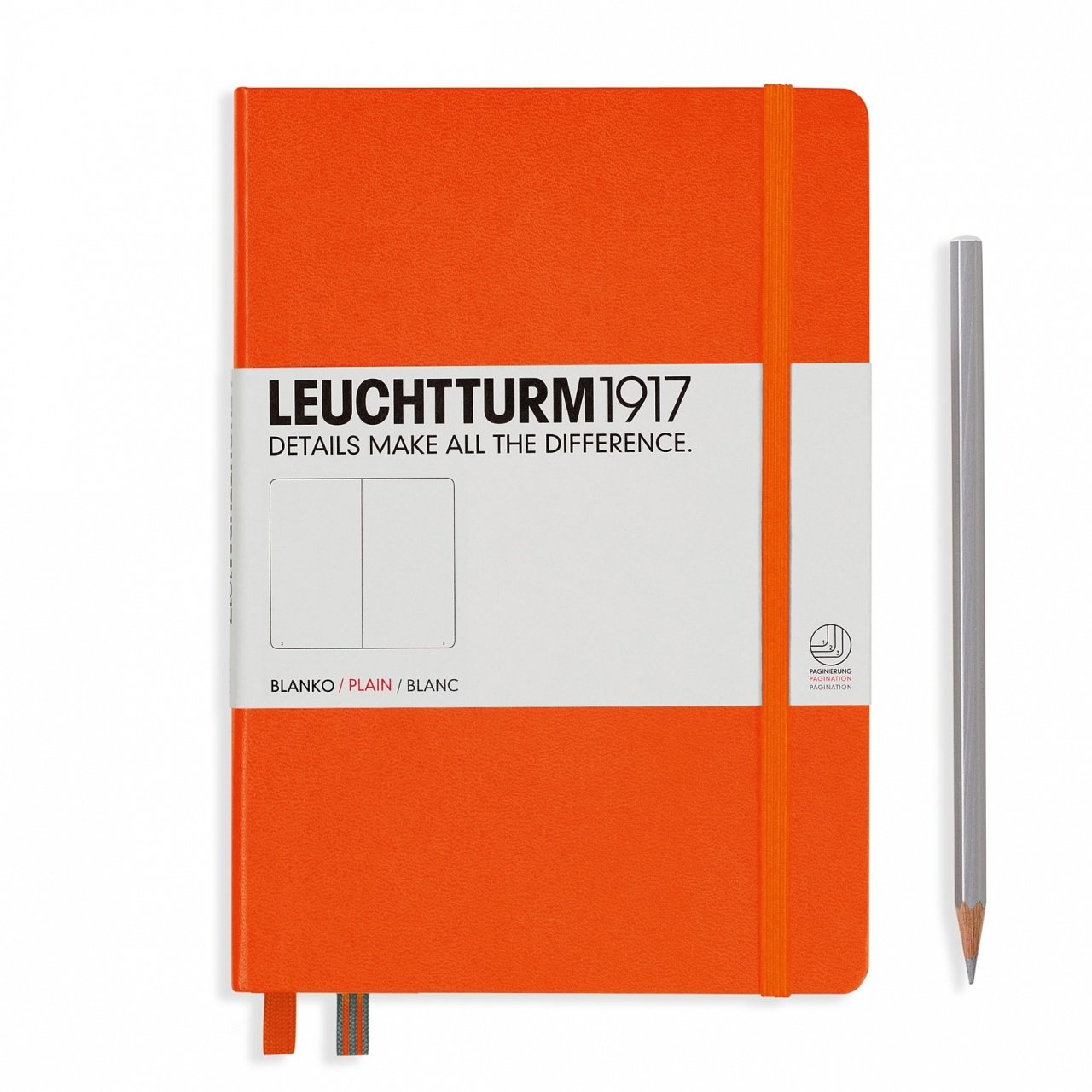 Leuchtturm1917 Not Defteri Orta Boy (A5), Sert Kapak, 249 Numaralandırılmış Sayfa, Turuncu - Düz