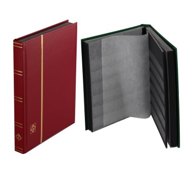Leuchtturm Pul Defteri BASIC Siyah Zemin, Sert Kapak, 16 Yaprak 32 Sayfa - Kırmızı - A5